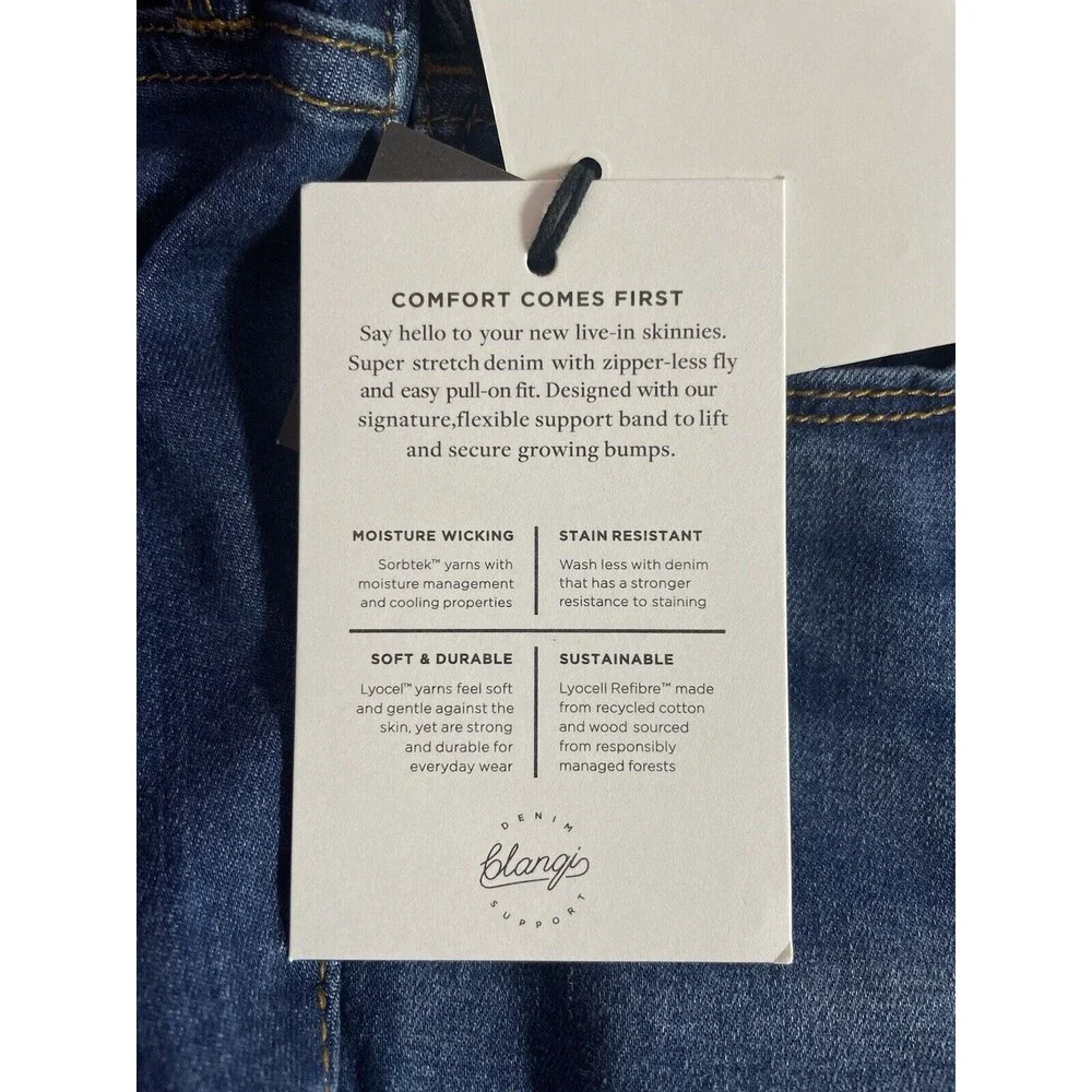 BLANQI Maternity Belly Support Zipper-Less Pull-on Skinny Jeans Women’s Size 12